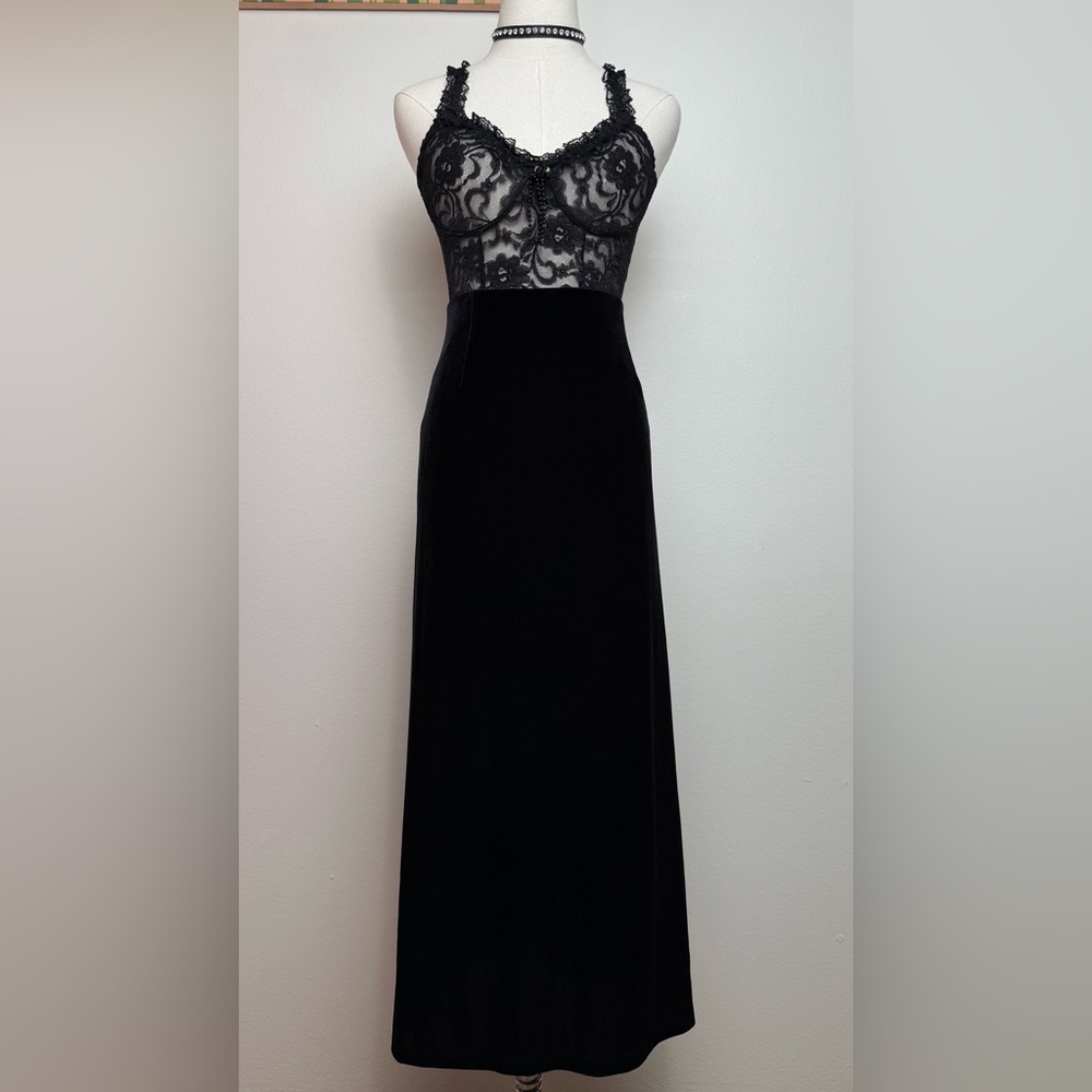 Liz Claiborne Villager Black Velvet Calf Length Skirt Petite Large